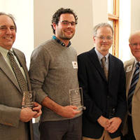 Three recipients with Gene Allen