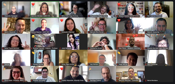 Screenshot of multiple people on a Zoom call