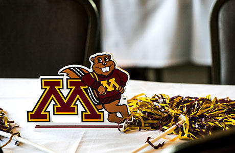 UMN decorations on a table at an events