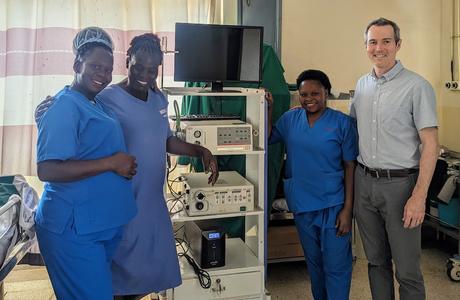 Vaughn and three staff in scrubs