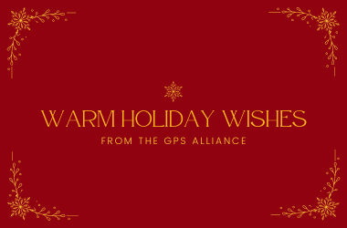 snowflake border art with text: Warm holiday wishes from the GPS Alliance