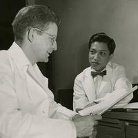 1952: F. John Lewis, the surgeon who performed the first successful open heart operation, with student Maung Kyaw Than