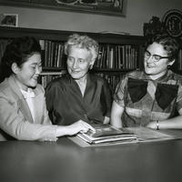 1958: Katharine J. Densford, director of the University of Minnesota School of Nursing from 1930 to 1959, with a Korean student