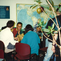 1994: Students at Small World Coffee Hour, an International Student and Scholar Services program for students to learn about different cultures and make new friends