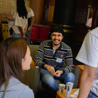 2022: Students at Global Tea Time, a space for early-arriving international students to make friends before most students move onto campus for the fall semester