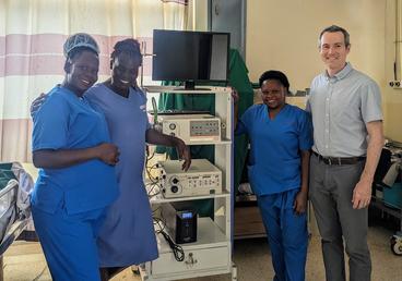 Vaughn and three staff in scrubs